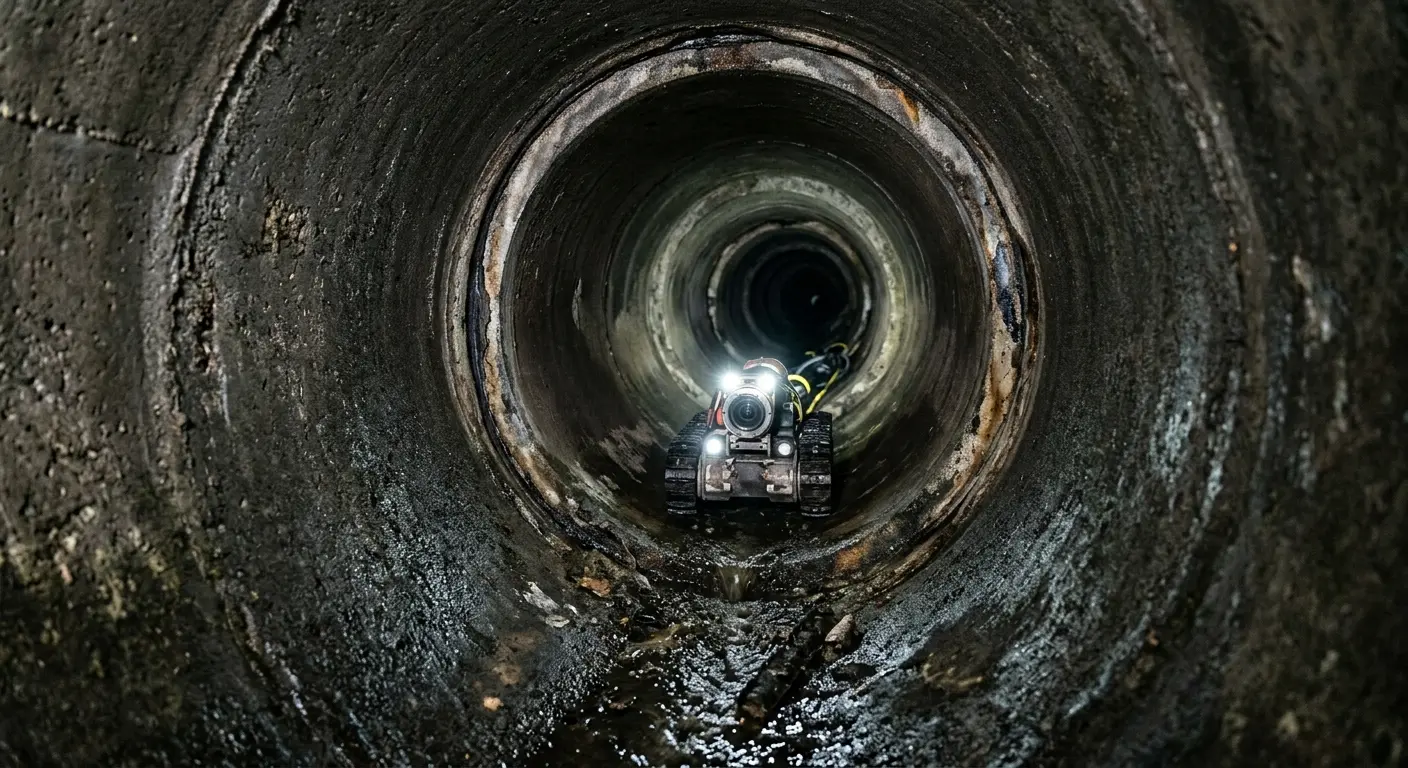 Robotic sewer camera inspecting pipe interior for Drain Snake Service in Brigantine